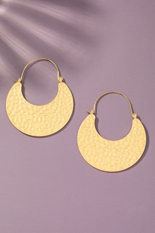 Hammered Crescent Drop Earrings
