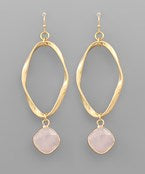 Stone Charm Oval Earrings