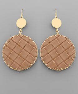 Woven Leather Disk Earrings