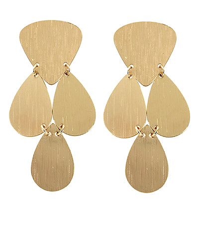 Brushed 3 Teardrop Earrings