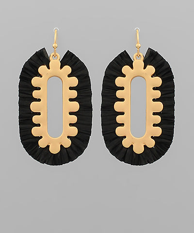 Wrapped Raffia Casting Metal Earrings