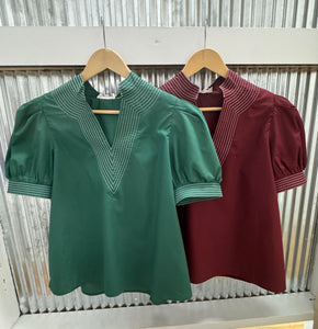 V Neck Puff Sleeve
