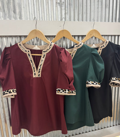 Leopard Trim Top