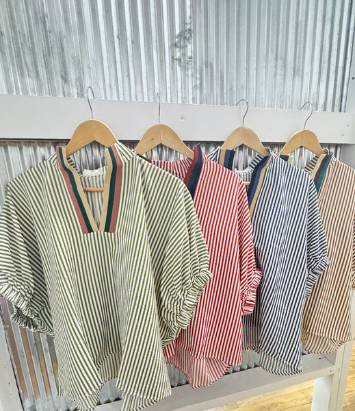 Stripe Puff Sleeve Top