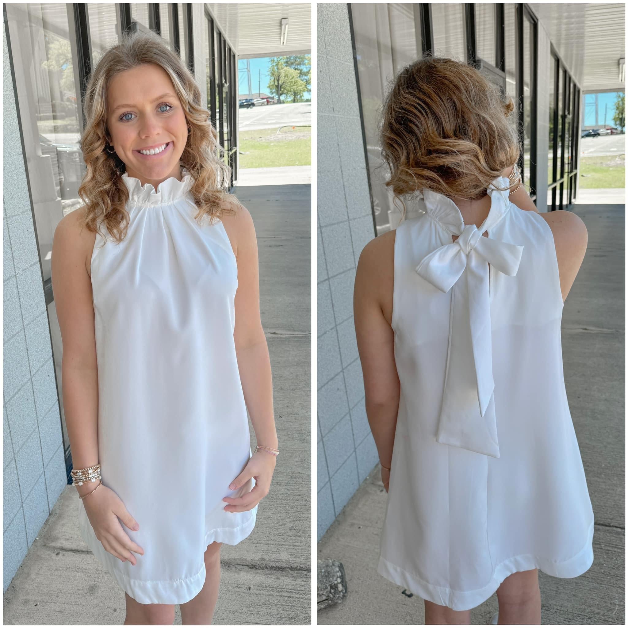 Sleeveless Ruffle Neck Dress