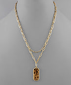 Rectangle Animal Print Charm Layered Necklace