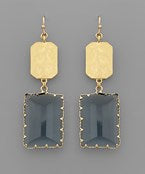 Rectangle Metal & Stone Earrings