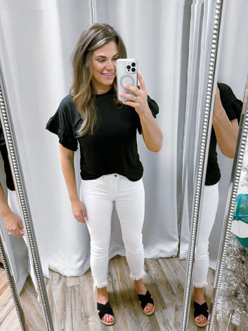 Mid Rise Crop Skinny with Fray Hem