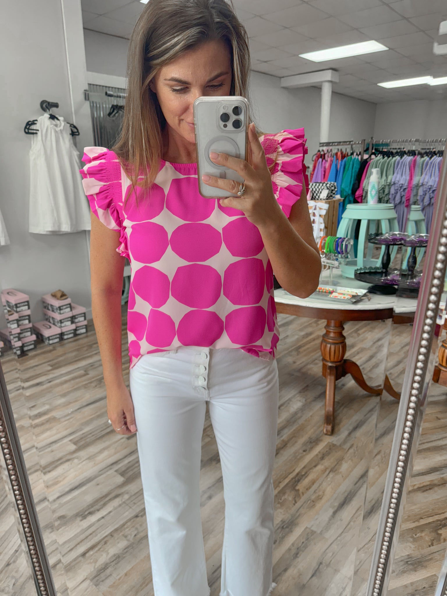 Hot Pink Dot Top