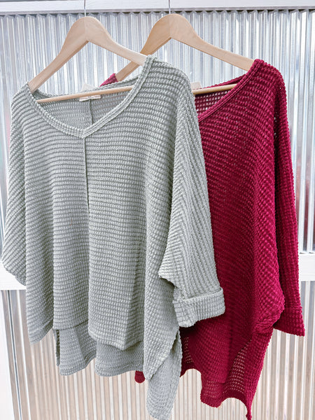 V-Neck Waffle Knit Top