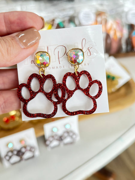 Glitter Paw Earrings