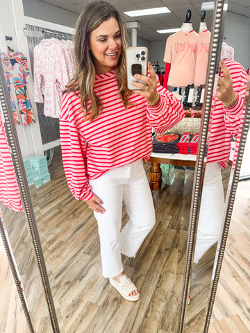 Pink/Red Stripe Top