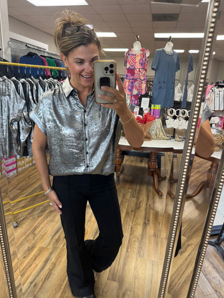Button Metallic Top