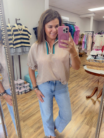Stripe Puff Sleeve Top