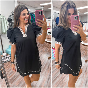 Leopard Trim Dress