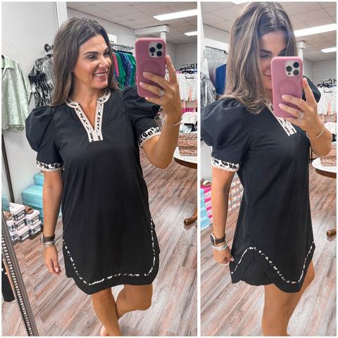 Leopard Trim Dress