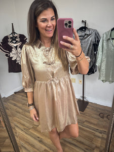 Soft Metallic Bow Dress