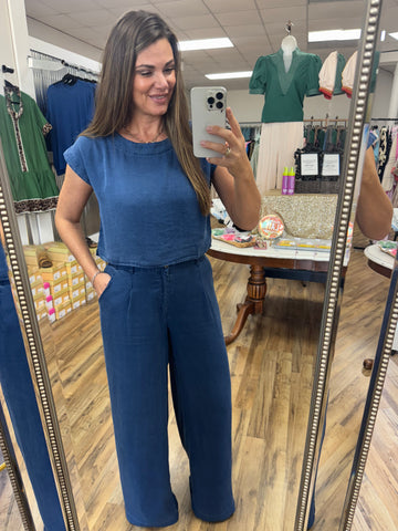Chambray Crop Top